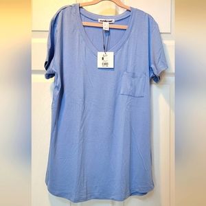 Women's Charlotte Russe v-neck t-shirt with pocket, light blue, NWT, size small